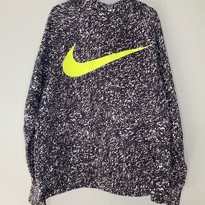 Dri-fit Nike youth Medium Pullover black and Yellow Neon Swoosh‎ hoodie